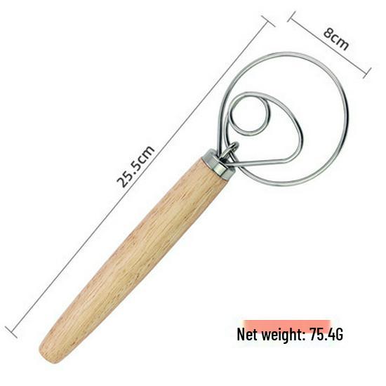 Stainless Steel Danish Dough Whisk with Oak Handle