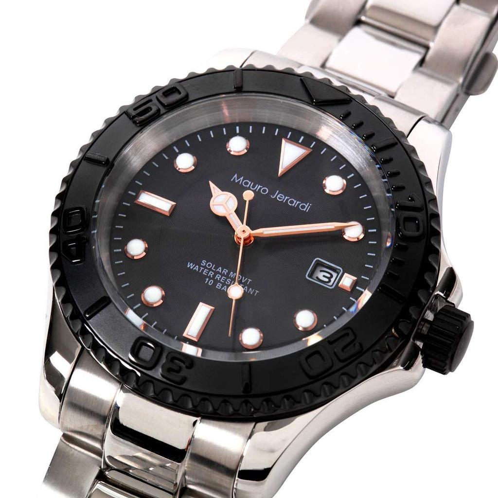 [Mauro Geraldi] Solar 3 Hand Date 10 ATM Water Resistant MJ061-1 Men's Silver