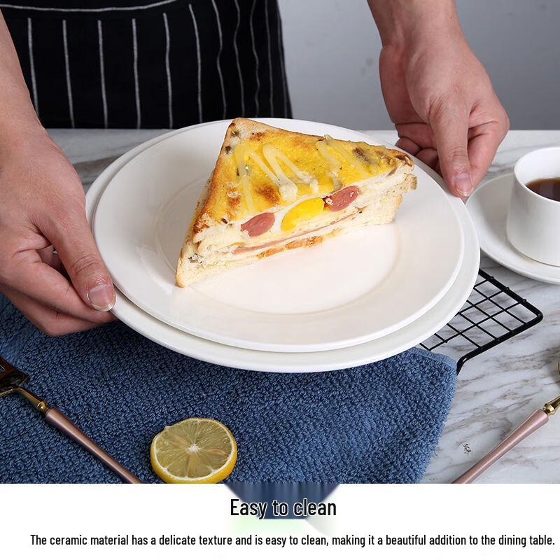 Zhi Shi 8-inch Round Ceramic Deep Dumpling Plate Set