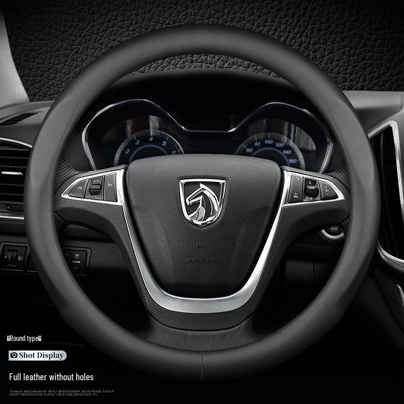 Genuine Leather Steering Wheel Cover for Baojun Models 730, 630, 510, 560, 610, 310w, 530 - All Seasons.