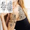 1 Sheet Flower Snake Temporary Tattoos For Women Girls Black Peony Rose Flora Sexy Tattoo Sticker Waterproof Self Adhesive Arm
