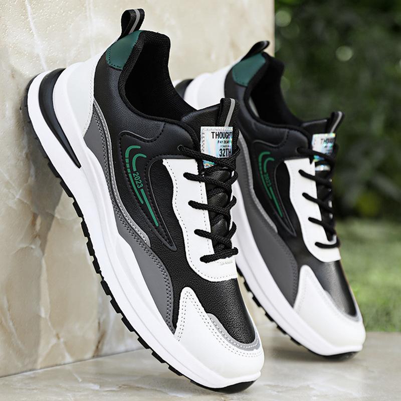 Men's shoes spring and summer sports shoes men's 2026 new leather waterproof and non-slip black casual shoes men's running dad shoes