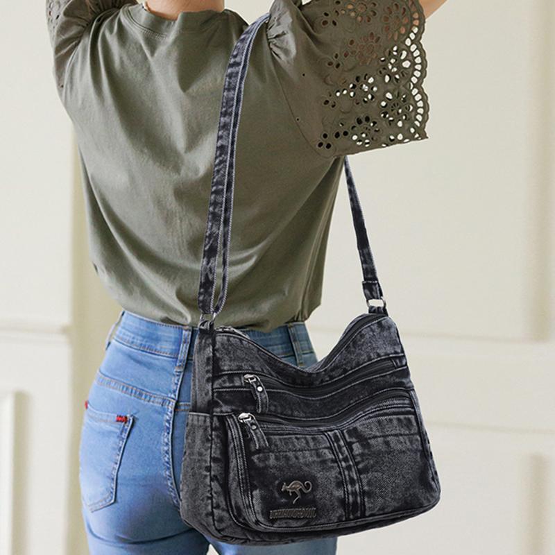 Denim Multi-Layer Small Square Bag Women's Shoulder Crossbody Bag