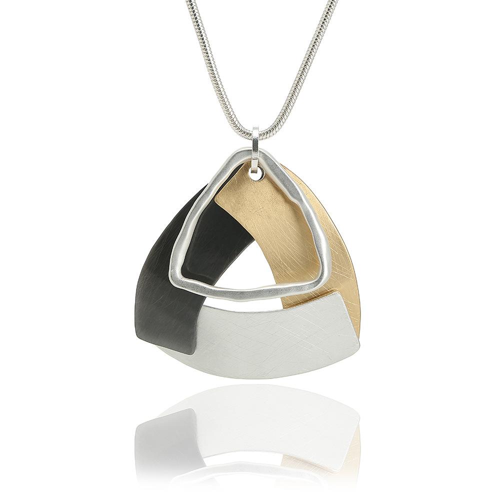 Sweater Chain Jewelry Metal Personality Premium Triangular Pendant Long Necklace