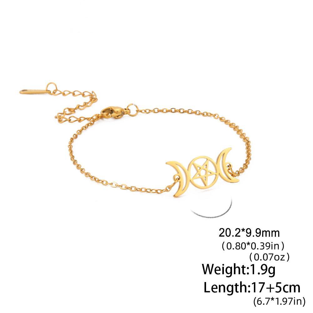 Lemegeton Stainless Steel  Goddess Bracelet Women's Stainless Steel Pentagram Pendant Bracelet Magic Pentagram Jewelry Gift