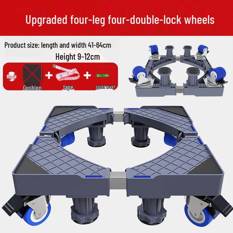 Grauer Verstellbarer Mobiler Waschmaschinenständer mit Rädern und Bremsen