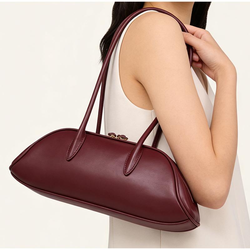 Bolsa de Ombro de Marca Estilosa Versátil Bolsa de Axila Feminina Bolsa de Mão de Luxo de Alta Qualidade Cor Sólida Minimalista Bolsa de Bowling