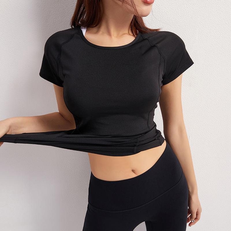Summer sports short-sleeved women's quick-drying and breathable yoga T-shirt, slim and thin fitness training top, running yoga clothes