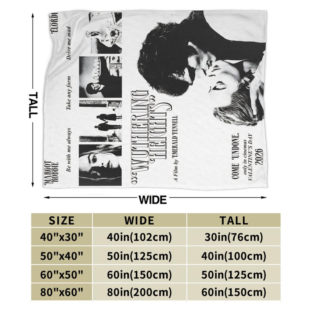 Wuthering Heights 2026 Movie Merch Blanket Warm Cozy Fluffy Throw Blankets for Bed 50x60 Inches Multiple Sizes Bedspread