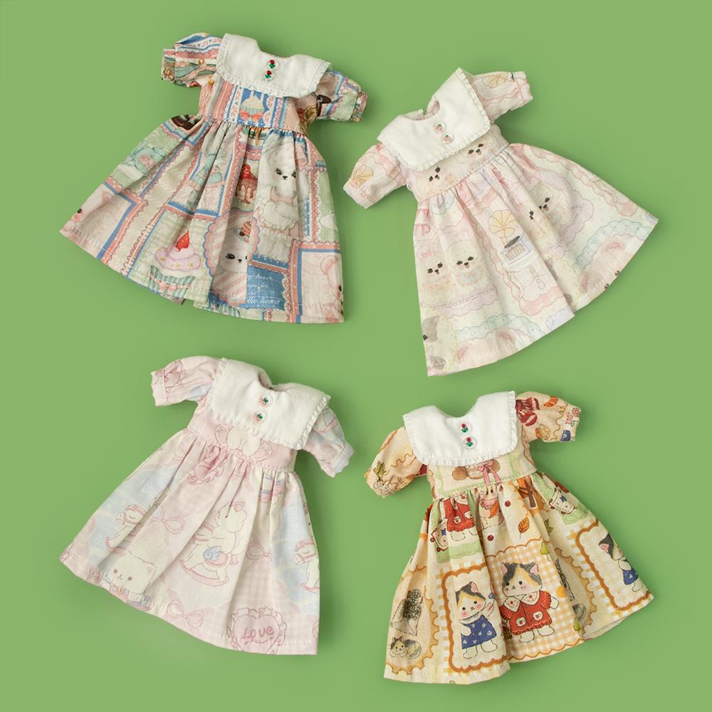 Blythe clothes Retro Floral Dress set Crop Top midi tulle Skirt Short Skirt for Licca Azones Ob22 2427 Ker YMY doll accessories