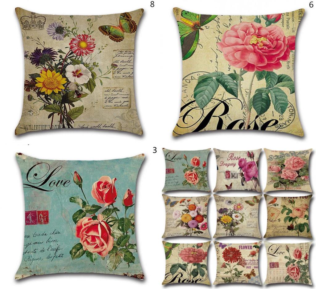 Premium Quality Tropical Feuilles Cushion Cover With Vintage Floral Design For Sofa