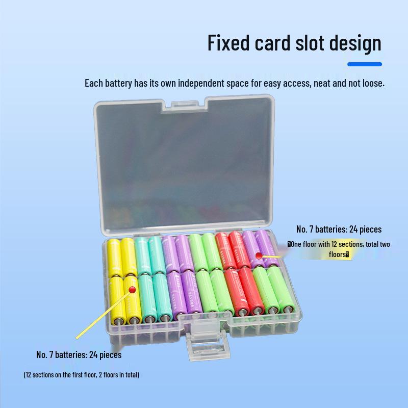 48-Slot AAA Battery Organizer Box, Clear Plastic, High Capacity, Durable Storage Case