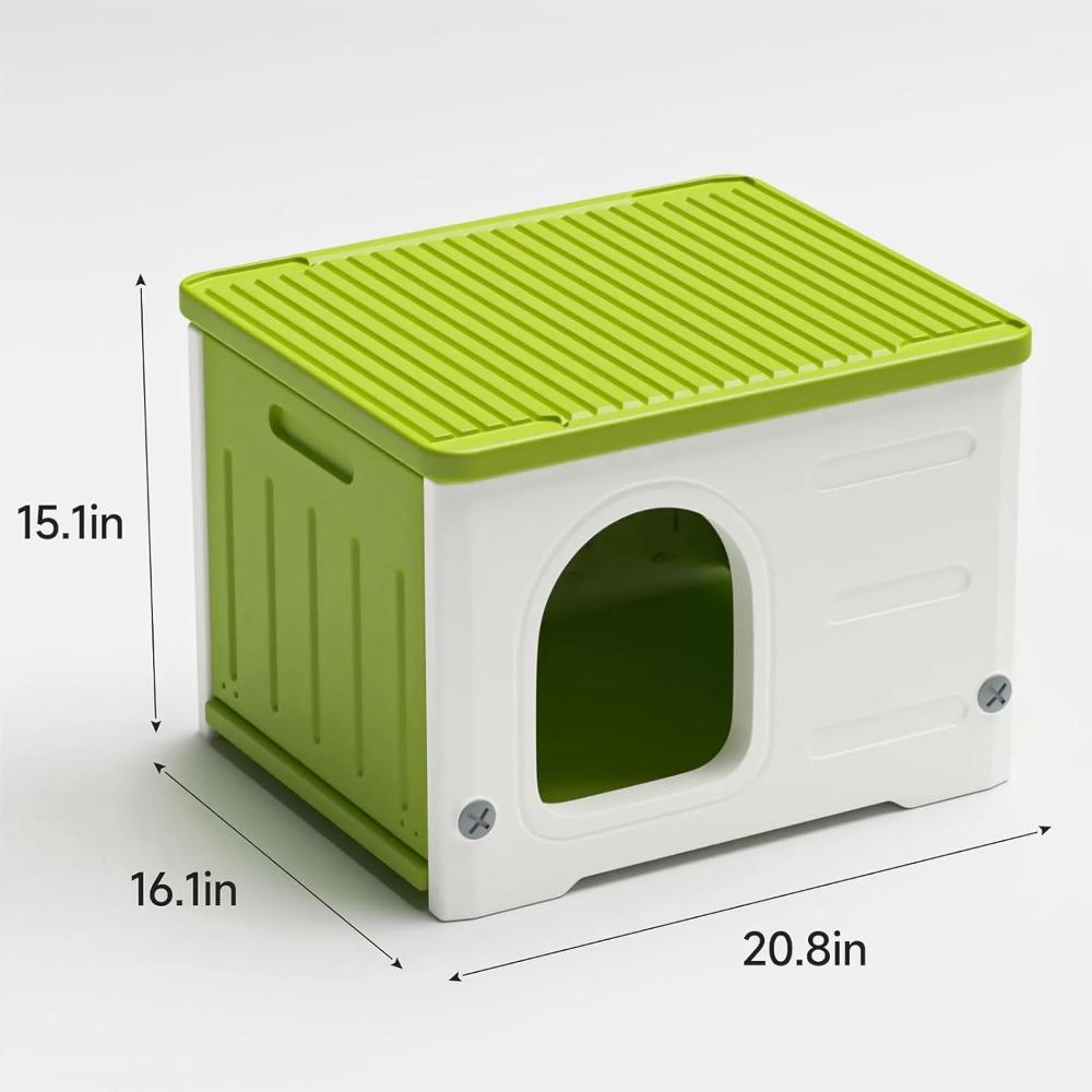 Plastic Cat House for Outdoor Indoor Use, Stackable Feral Cat Shelter Indoor Cat House Insulated Weatherproof Waterproof Elevated