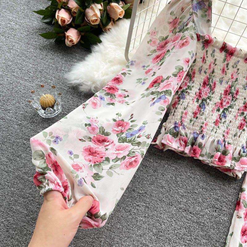 Women's 2026 Chiffon Puff Sleeve Lace Top