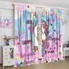 Unicorn Curtains Kids Room Colorful Cute Cartoon Rainbow Clouds Stars Print Window Treatments Drapes Curtain With Rod Pocket Polyester Perfect For