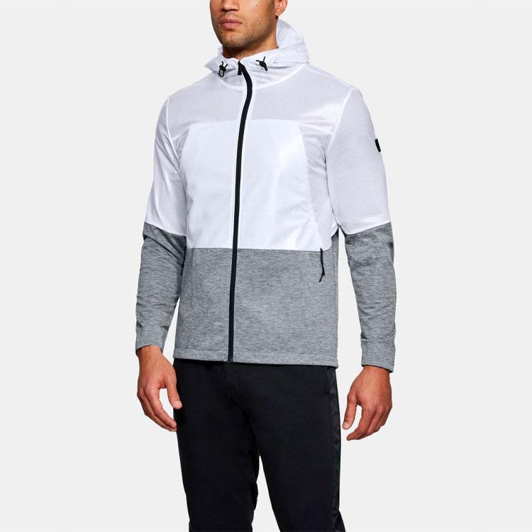 Under Armour Hybrid Spliced Hooded Windbreaker Jacket Men Jackets White 1306456-100