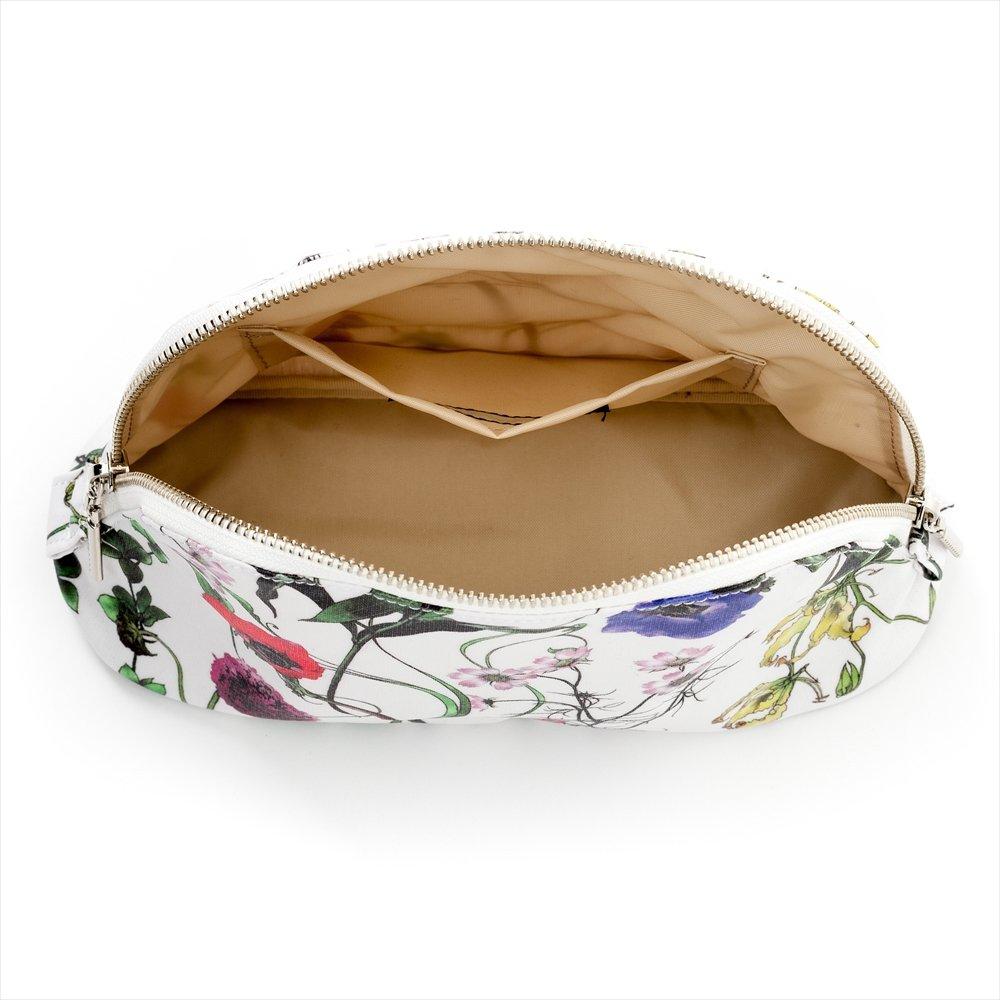 Botanical Innocence Round Pouch with Botanical and Floral Portable Nylon Makeup W1000810 (Large) Print, Pouch,