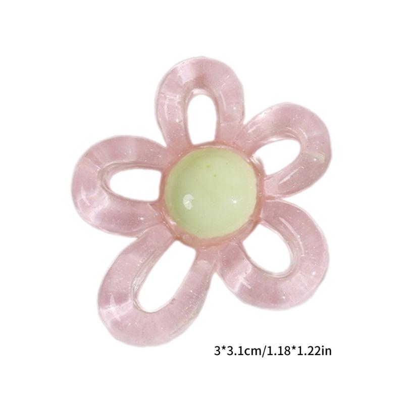 Colorful Hollow Flower Resin Crafts Cute Five-Petaled Flower Accessories Cute Hairpin Phone Cases Jewerly Decor Keychain