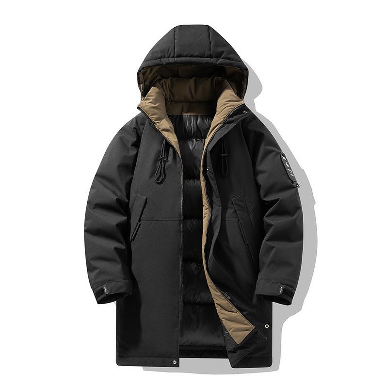 Men in winter cotton clothes, thickened hooded jacket, neutral wind brand medium and long tooling cotton-padded men