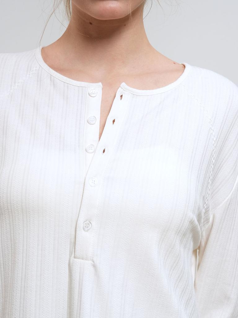 GENERALIDEA Loose Fit Henley Neck T-Shirt [White] / Gf1Lts516