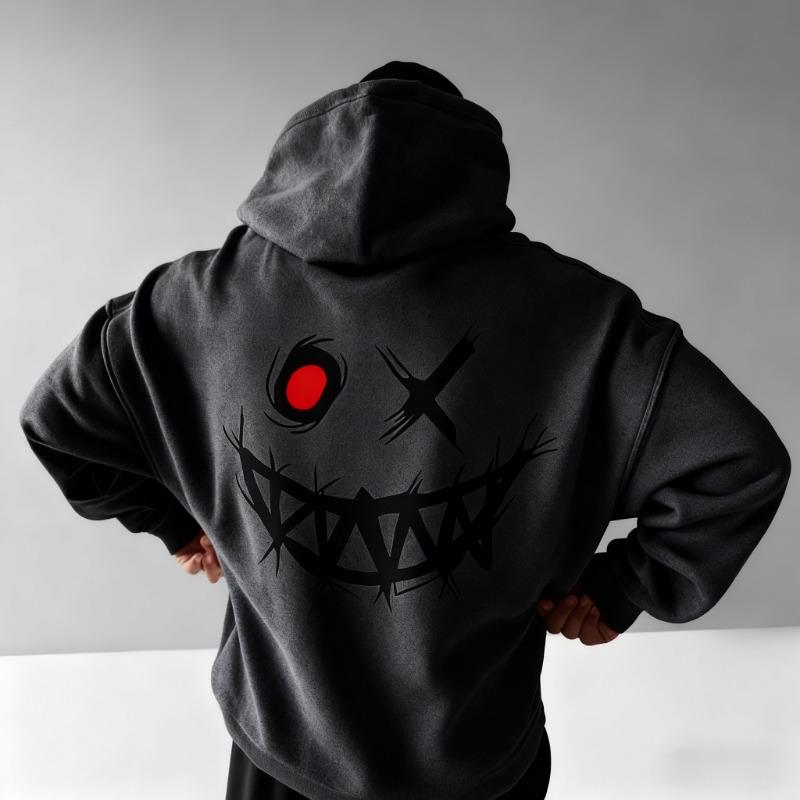Men's Trendy Fall/Winter Evil Smile Hooded Sweatshirt Comfortable and Loose Fit Sweater