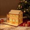 Wooden LED Lighted House Ornament Handcrafted Glowing Christmas House Decoration Xmas Holiday Party Desktop Decor