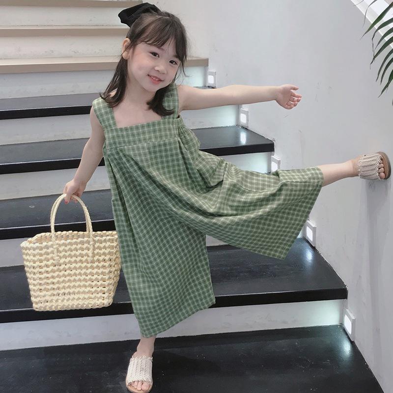 

Летние брюки для девочек, клетчатый комбинезон на бретельках с лентой 13