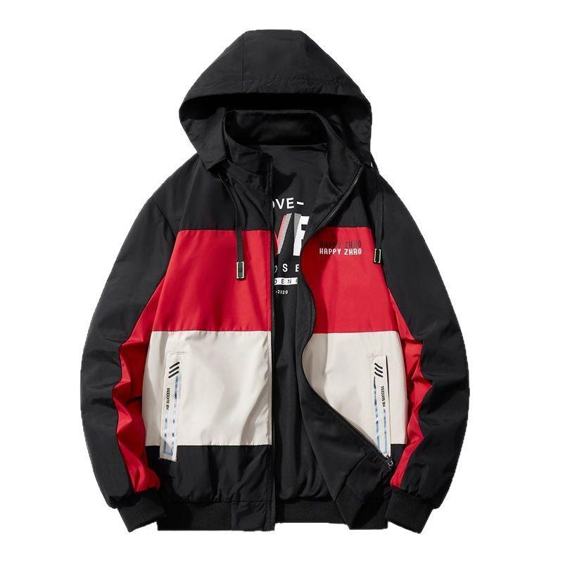 Mens Lightweight Breathable Cycling Jacket With Hooded Design Color-Block Style Outdoor Sport Wear