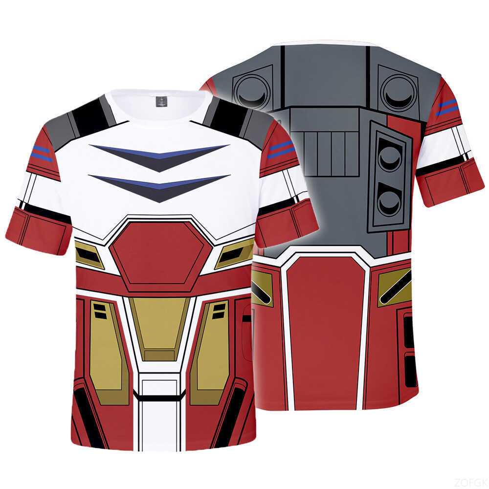 Summer Cartoon Anime Mobile Warrior 3D Casual Short Sleeved Printed Personalized Loose Round Neck Comfortable T-shirt