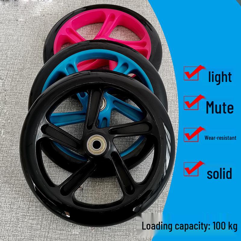7-8 Inch PU Rubber Universal Silent Wheels for Scooters, Shopping Carts, and Wheelchairs
