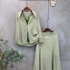 C S In The Room Women See Through baSiC Long Sleeve Shirt Flare Long Skirt Set 3