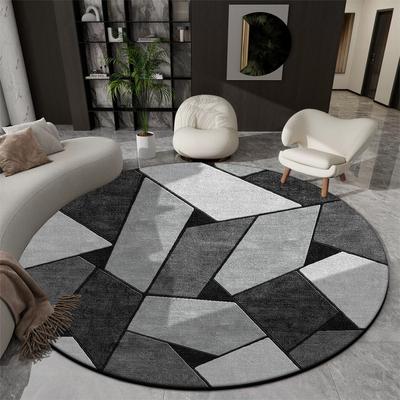Geometric Round Rugs for Living Room Luxury Decoration Home Large Size Plush Carpets Bedroom Study Non-slip Chair Mat Floor Soft