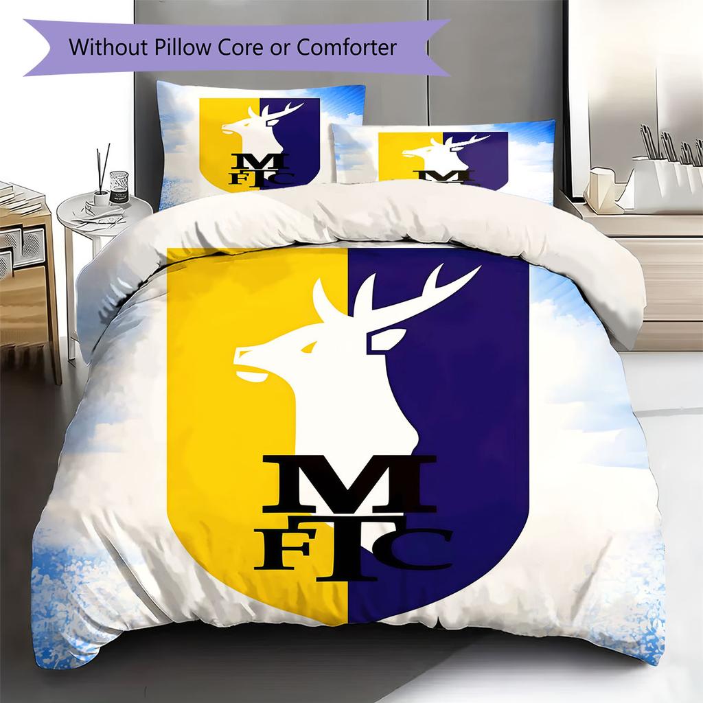 MansfieldFC Muster Bettwäsche Steppdecke Set Bettbezug Kissenbezug Heimdekoration Geburtstagsgeschenk (1 Bettbezug + 2 Kissenbezüge, ohne Füllung)