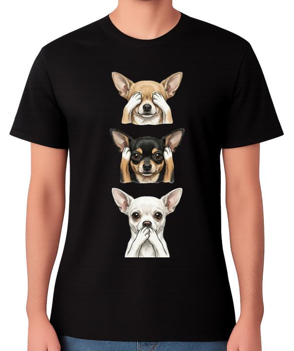 Chihuahua See No Evil Hear No Evil Speak No Evil Dog Unisex T-Shirt S