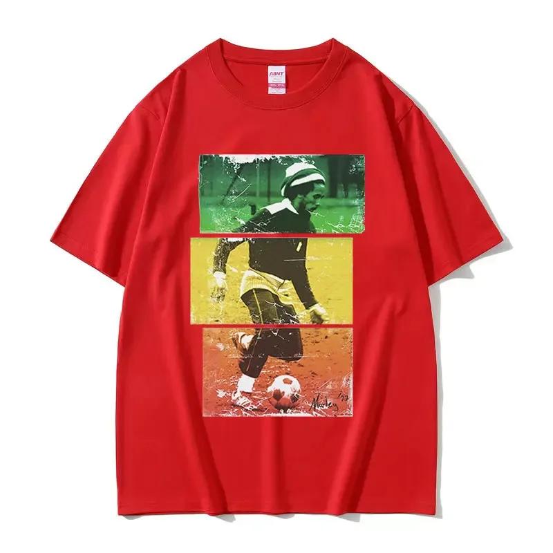 Reggae Bob Marley Football Graphic Tshirt Unisexs Retro Fashion High Quality Tshirts Hip Hop Oversized Cotton T Shirt Streetwear