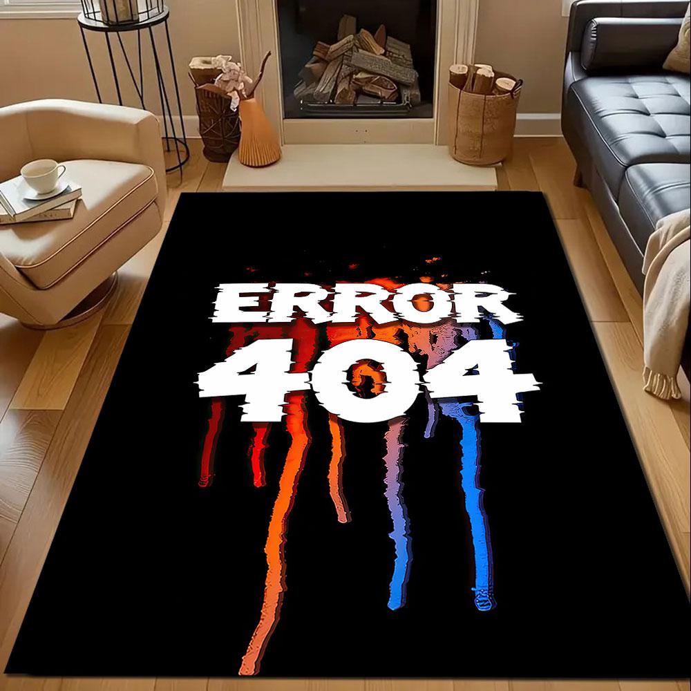 "Error 404 with Vibrant Drips Design" Patterned Carpet, Non Slip Mat Suitable for Living Room and Bedroom Sofas