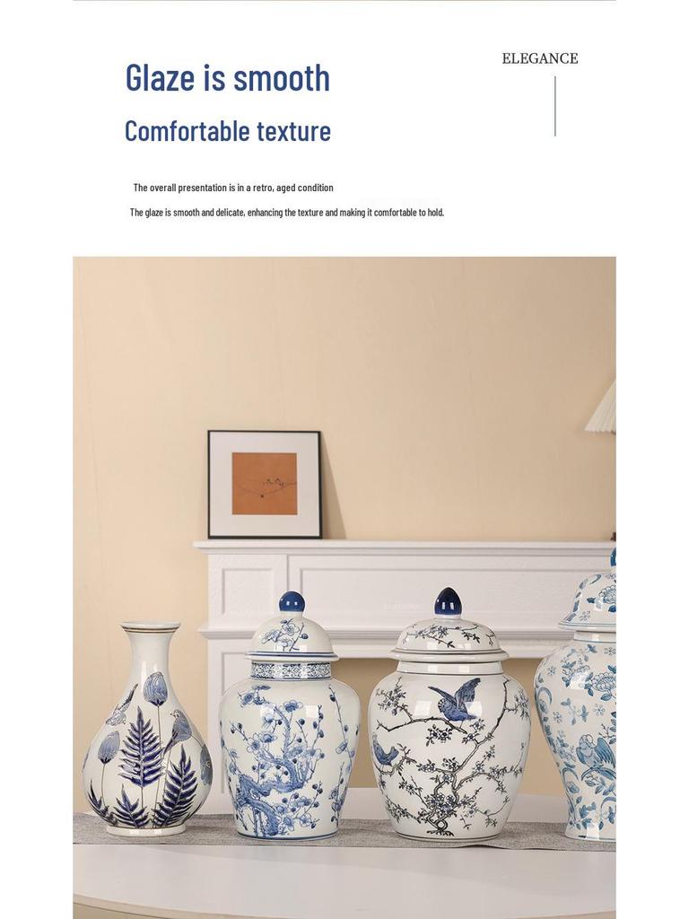 Chinese Retro Blue and White Porcelain Vase for Elegant Flower Arrangements