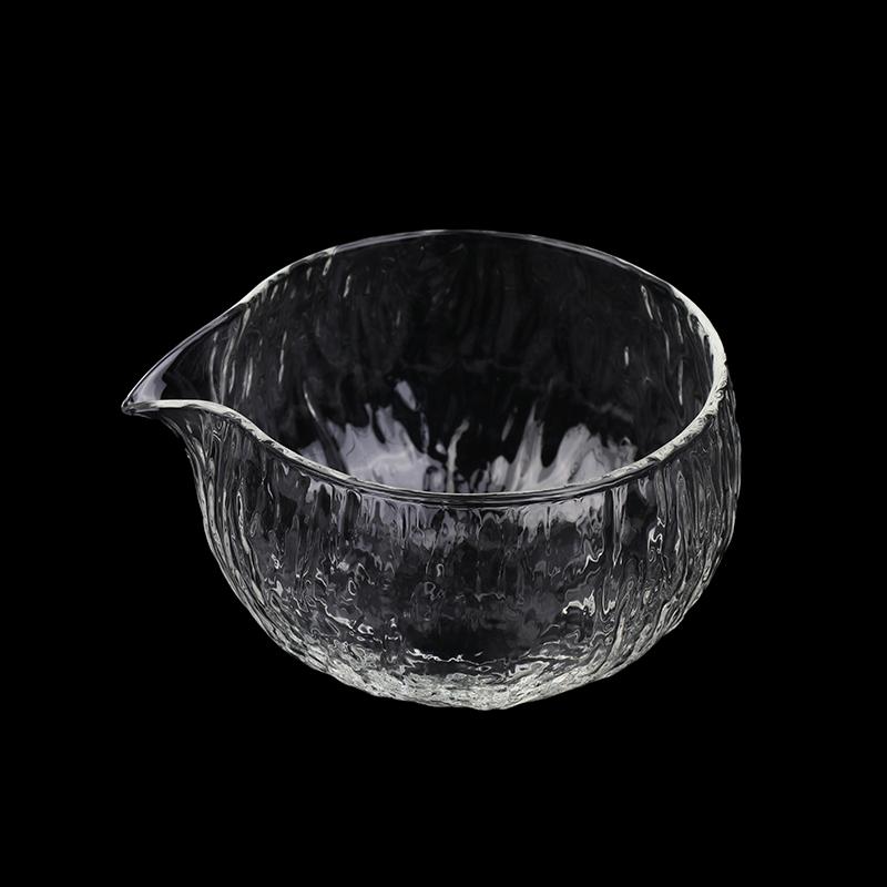 1Pc Textured Glass Matcha Bowl With Pouring Spout Japanese Style Green Tea Ceremony Tea Bowl Song Dynasty Tea Tools