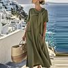 Womens Summer Dress Short Sleeve V Neck Ruffle Casual Loose Long Dresses