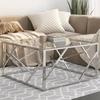 VidaXL Coffee Table Silver Stainless Steel and Tempered Glass 349945