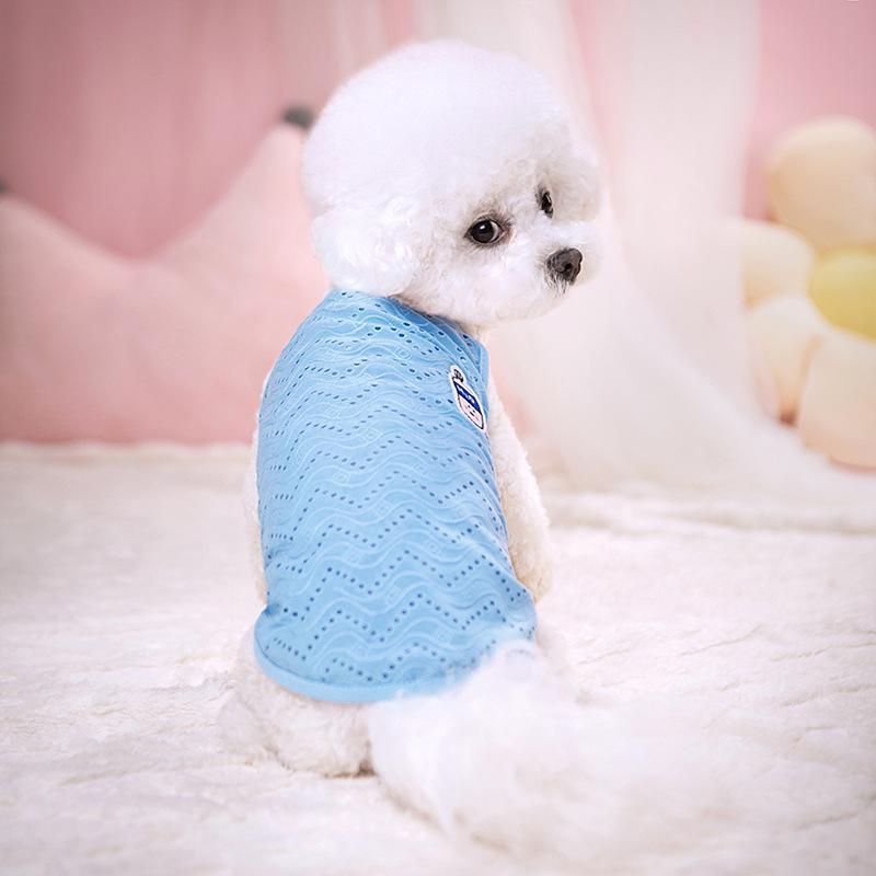 Breathable Mesh Embroidered Dog Vest - Summer Strappy Pet T-shirt