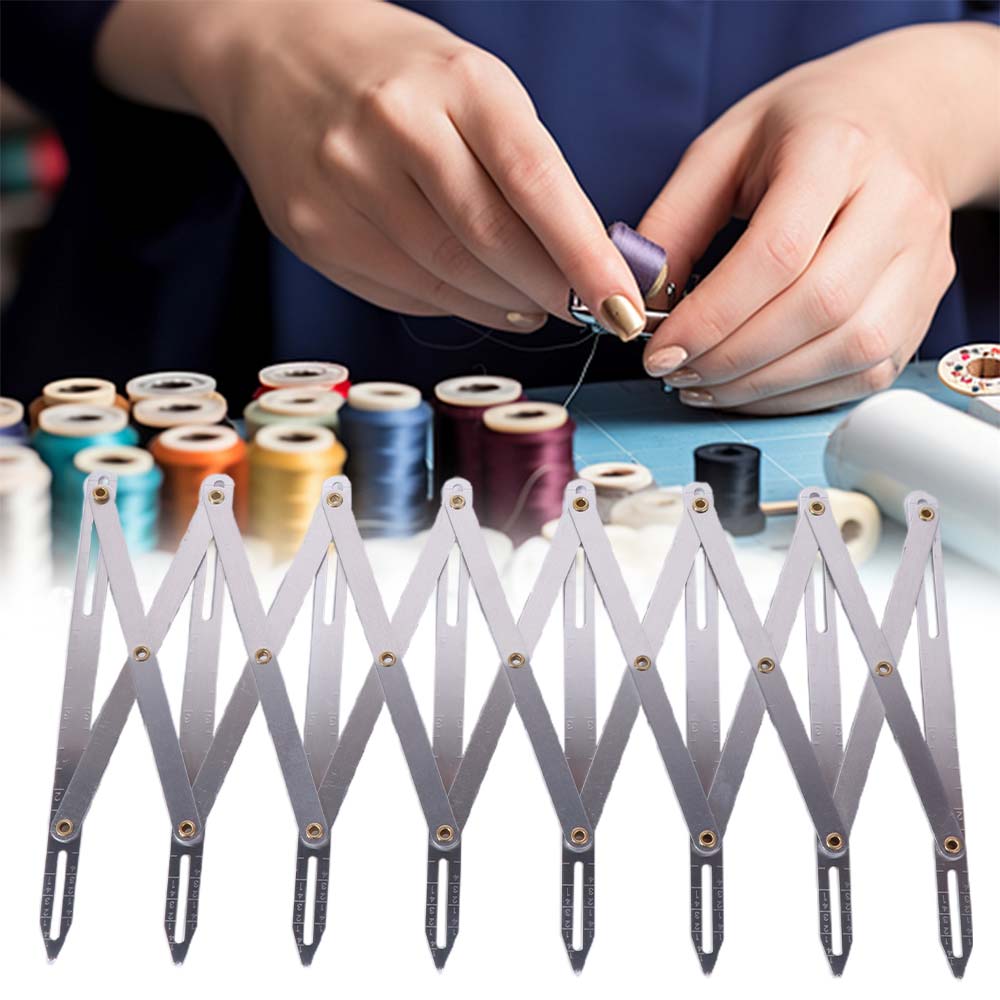 Adjustable Length Expanding Rule Multifunctional Isometric Divider Sewing Gauge Tool Buttonhole Mark DIY