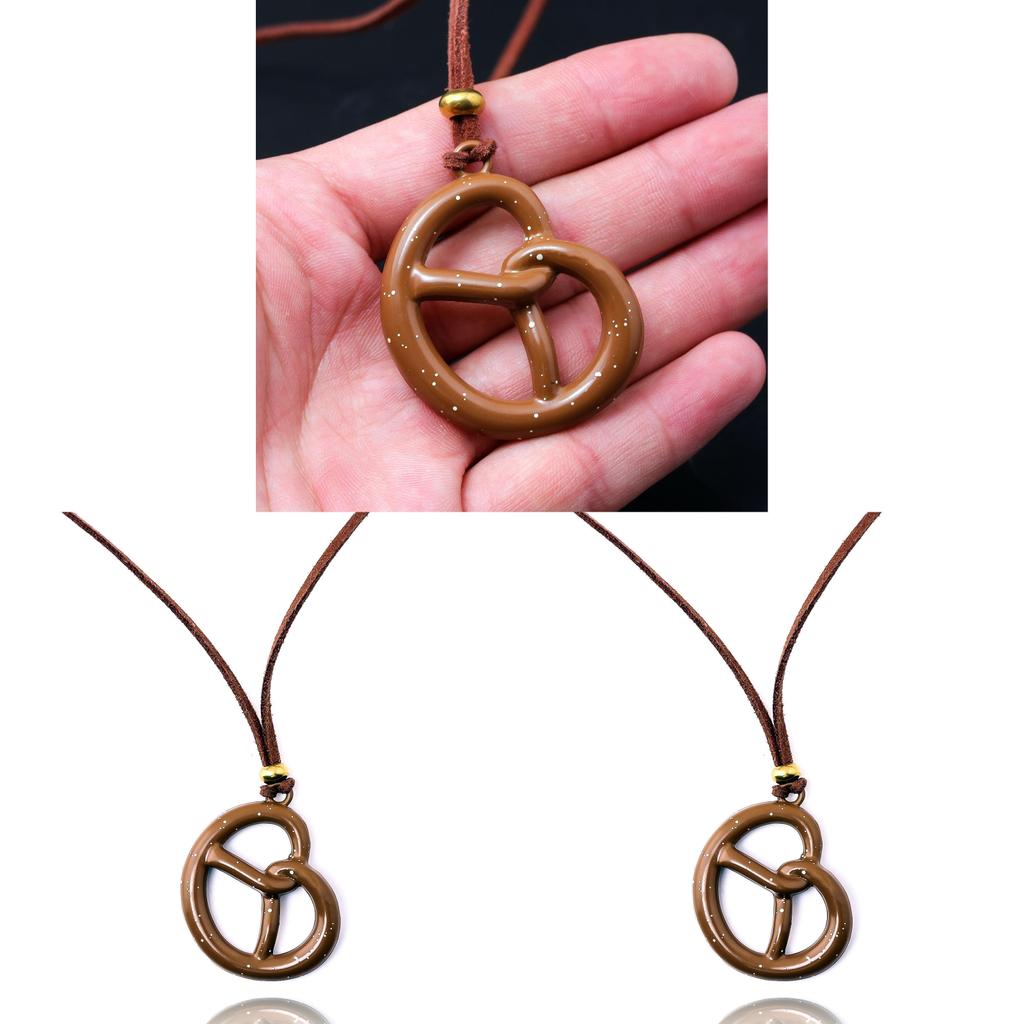 Vintage Art Necklace With Cartoon Bread And Donut Pendant For Unisex Fashion Accessory