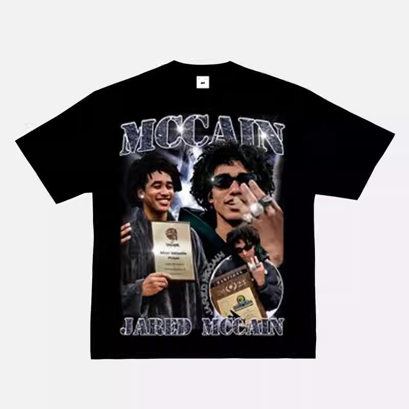 MUC Star Portrait Printed American High Street Heavy Cotton Short Sleeve T-shirt Small Neckline Nba Basketball Blazer