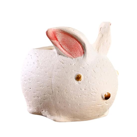 Ceramic Animal Plant Pot Cute Kitty Flowerpot with Drainage Hole Decorative Sheep Pig Planter for Succulents Home Room Office Desk Decor