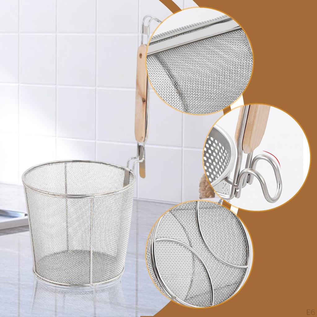 Noodle Strainer Deep Skimmer Food Dumpling Mesh Pasta Basket for Restaurant