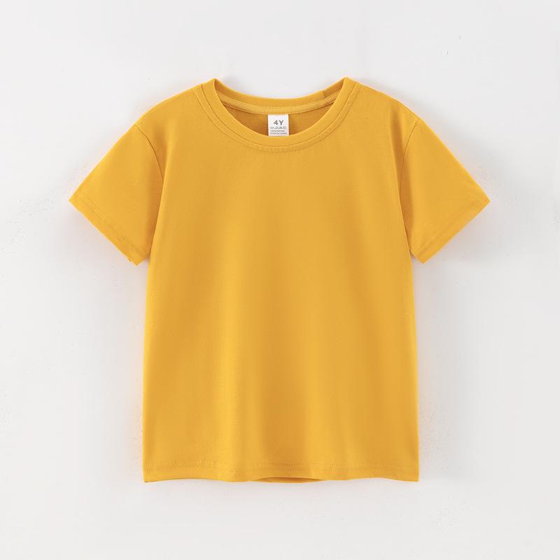 Kinder Kurzarm Baumwoll T-Shirt einfarbig - Sommer für Jungen, Größen ab 3T