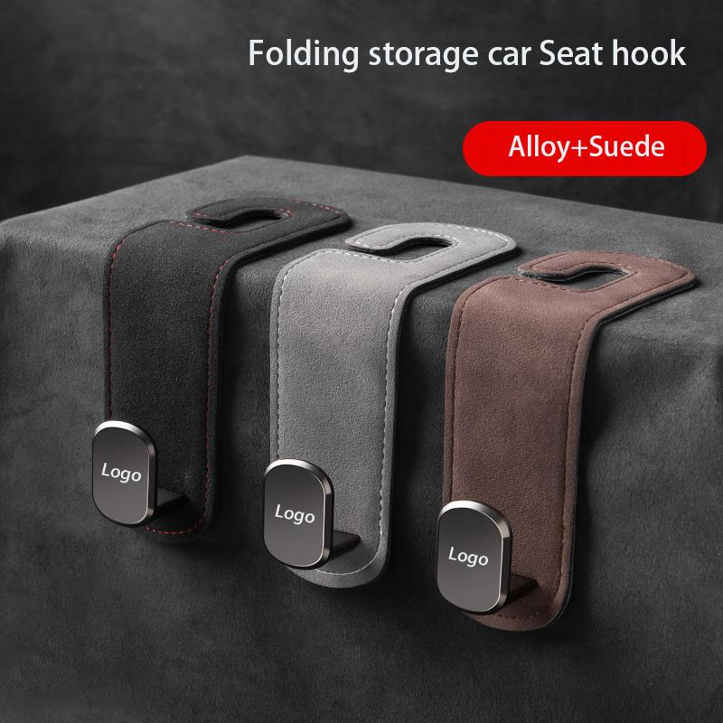Hidden Car Back Seat Hook Headrest Suede Leather Soft Hanging Hook 20kg Load-Bearing Wear-Resistant Rear Row Storage Hanger