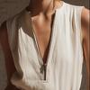 Women's Sleeveless V-Neck Zip Pocket Jumpsuit - Color Casual Loose Romper for Summer, Beach, Travel