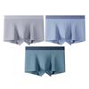 3-Pack Men's Seamless Boxer Briefs - Plain Color Cotton with Mulberry Silk Antibacterial Crotch